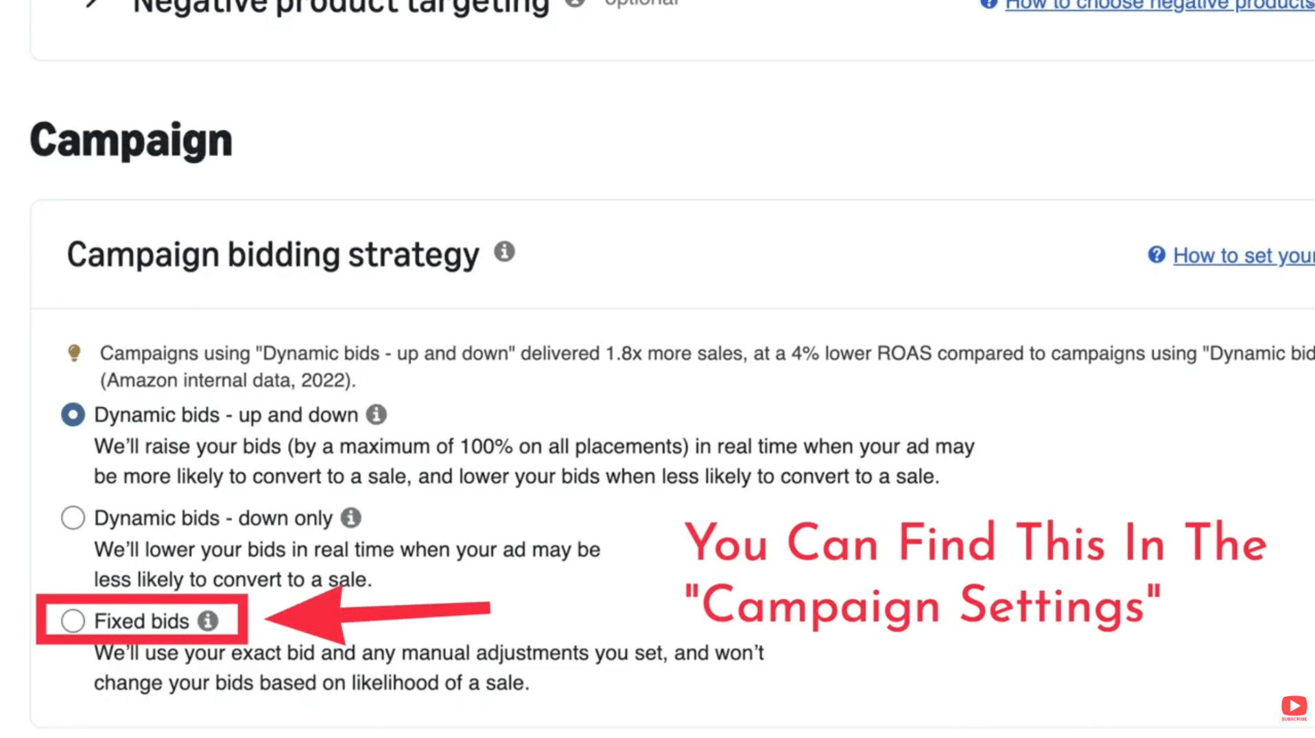Dynamic bids up and down selected in Amazon ads