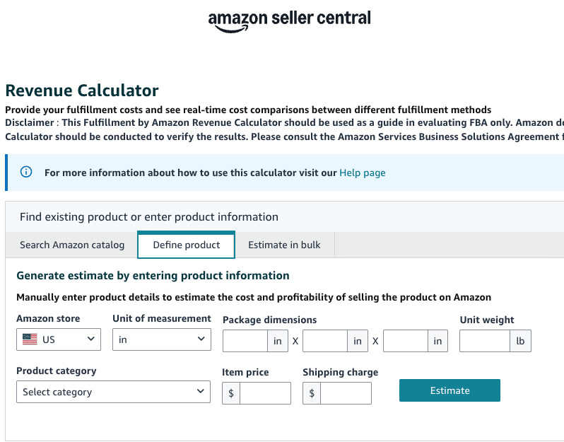 Amazon revenue calculator.